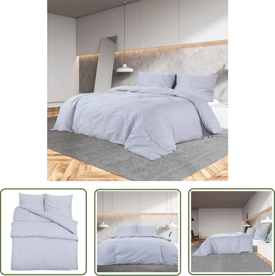 The Living Store Dekbedovertrek Grijze 140x200 cm 100% Katoen Standard 100 van OEKO-TEX Dekbedovertrek Hoeslaken Katoen Tweepersoonsbed Grijs