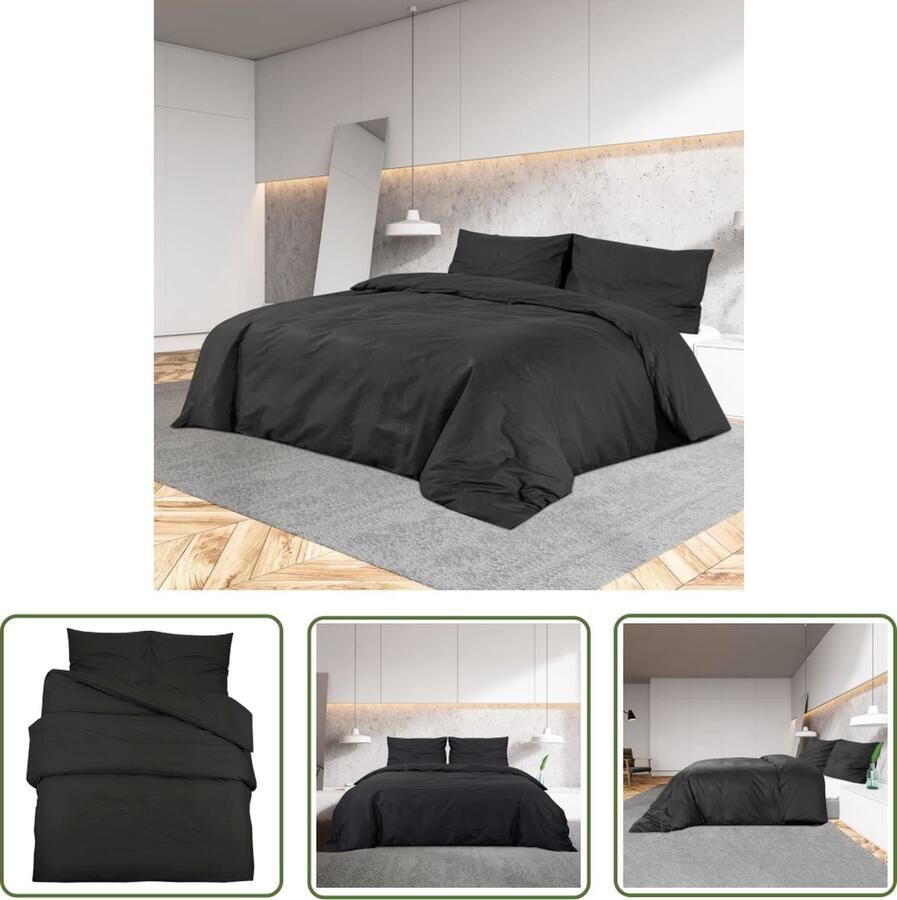 The Living Store Dekbedovertrekset lichtgewicht 200x200 cm microvezel zwart Dekbedovertrek Hoeslaken Microvezel Zwart Tweepersoonsbed