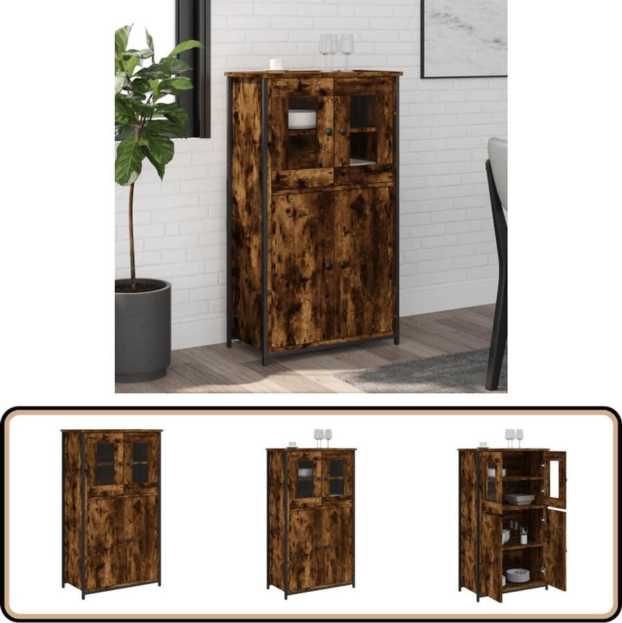 VidaXL Hoge kast 106 5 cm Gerookt eiken Hoge Kast Opslagoplossing Keukenkast Houten Kast