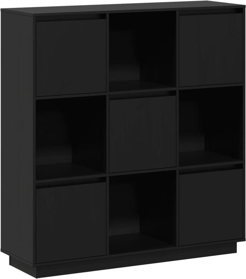 VidaXL Hoge kast Massief Grenenhout Zwart Houten Kast Dressoir Massief Hout Grenoblenhout Zwarte Kast
