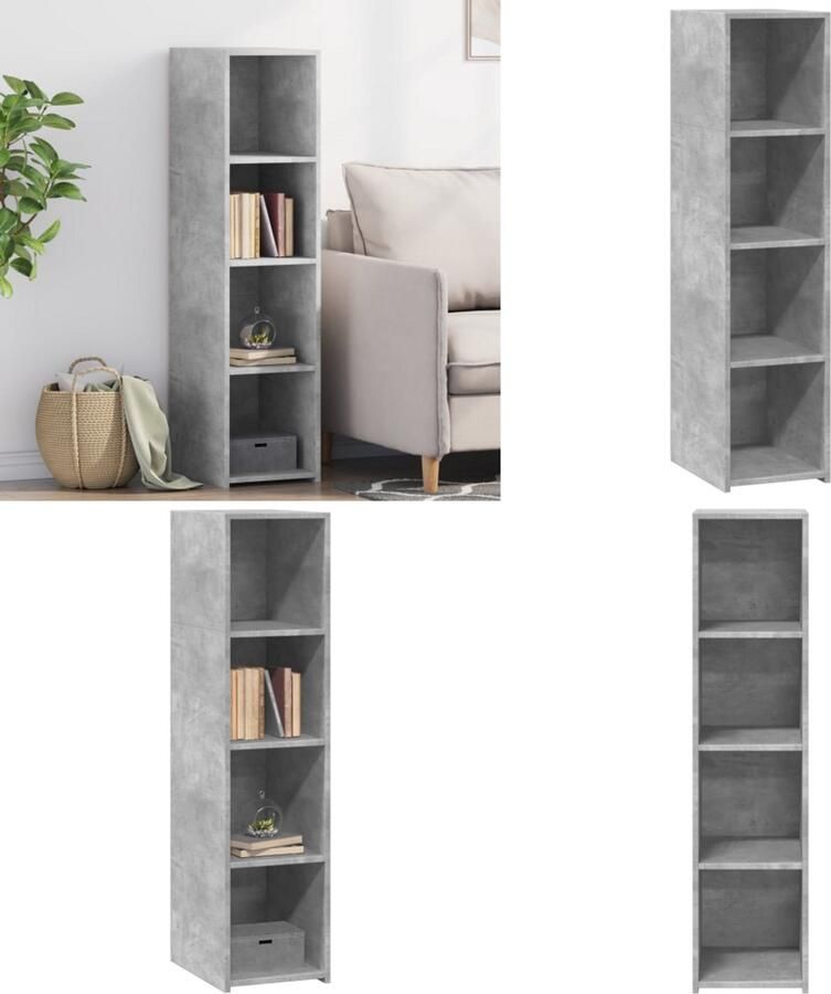 VidaXL Hoge kast 30x41x124 cm bewerkt hout betongrijs Hoge Kast Hoge Kasten Hoog Dressoir Hoge Kast Woonkamer