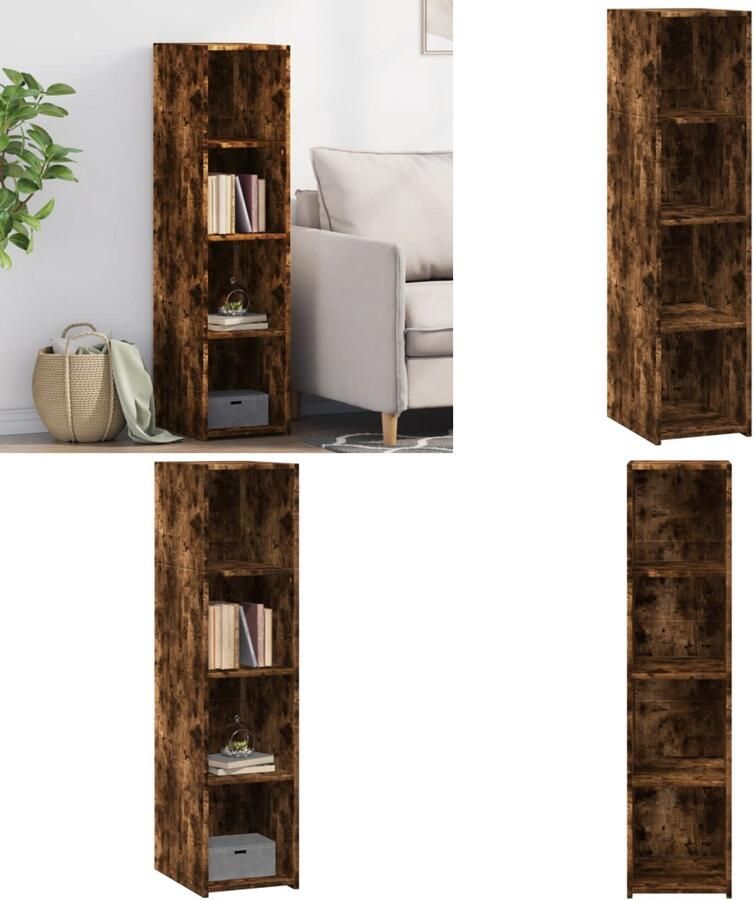 VidaXL Hoge kast 30x41x124 cm bewerkt hout gerookt eikenkleurig Hoge Kast Hoge Kasten Hoog Dressoir Hoge Kast Woonkamer