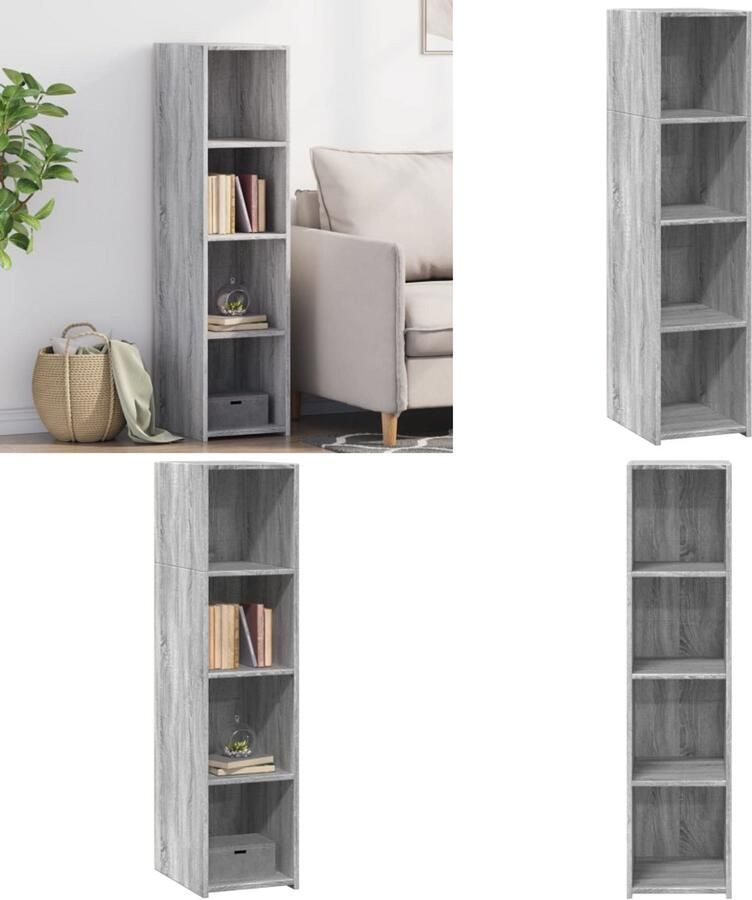VidaXL Hoge kast 30x41x124 cm bewerkt hout grijs sonoma eikenkleurig Hoge Kast Hoge Kasten Hoog Dressoir Hoge Kast Woonkamer