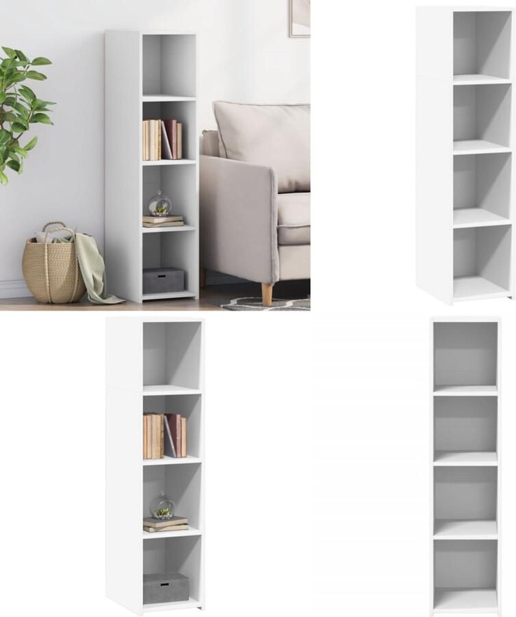 VidaXL Hoge kast 30x41x124 cm bewerkt hout wit Hoge Kast Hoge Kasten Hoog Dressoir Hoge Kast Woonkamer