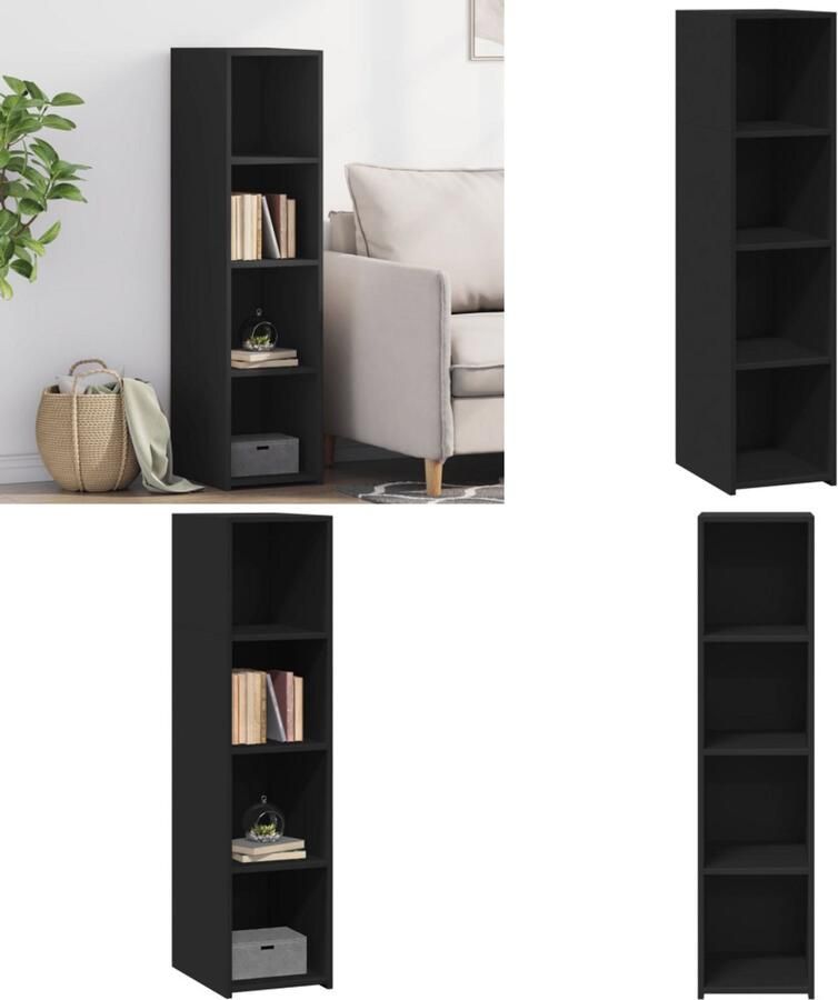 VidaXL Hoge kast 30x41x124 cm bewerkt hout zwart Hoge Kast Hoge Kasten Hoog Dressoir Hoge Kast Woonkamer