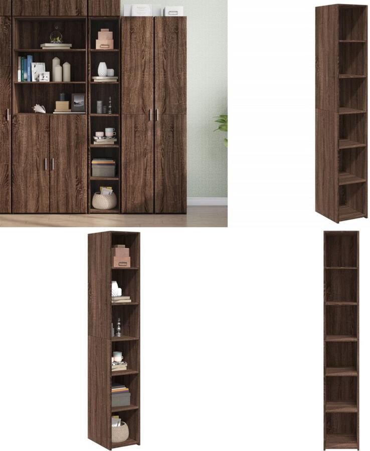 VidaXL Hoge kast 30x41x185 cm bewerkt hout bruin eikenkleurig Hoge Kast Hoge Kasten Hoog Dressoir Hoge Kast Woonkamer