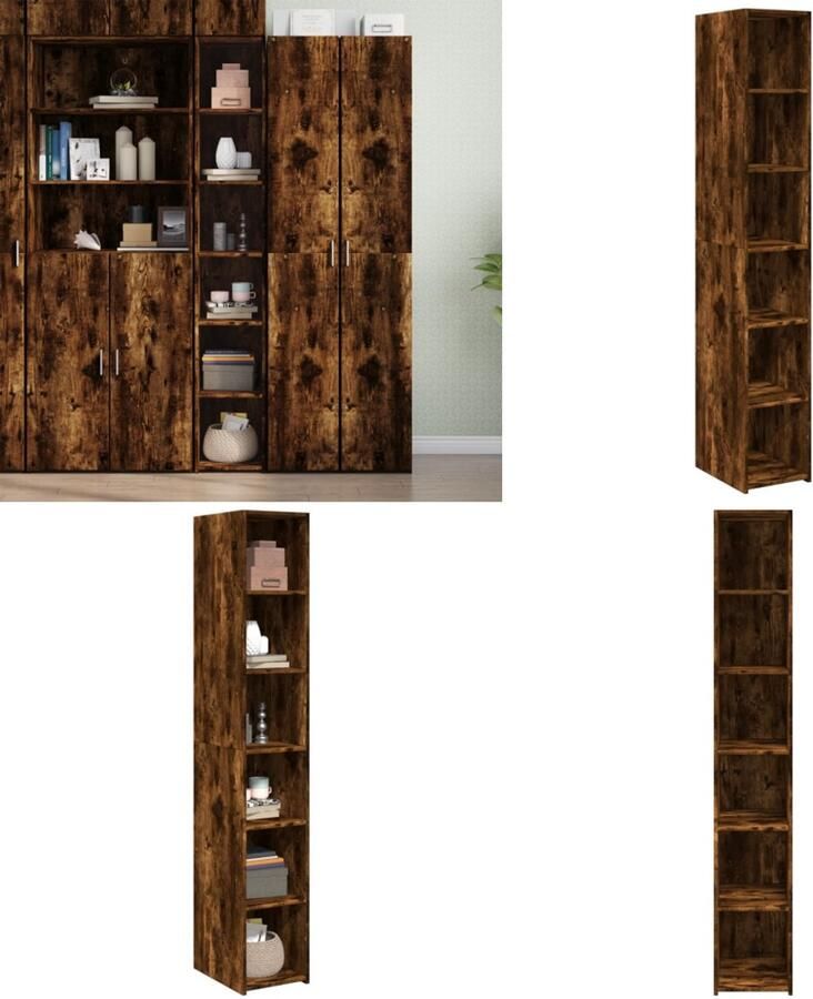 VidaXL Hoge kast 30x41x185 cm bewerkt hout gerookt eikenkleurig Hoge Kast Hoge Kasten Hoog Dressoir Hoge Kast Woonkamer