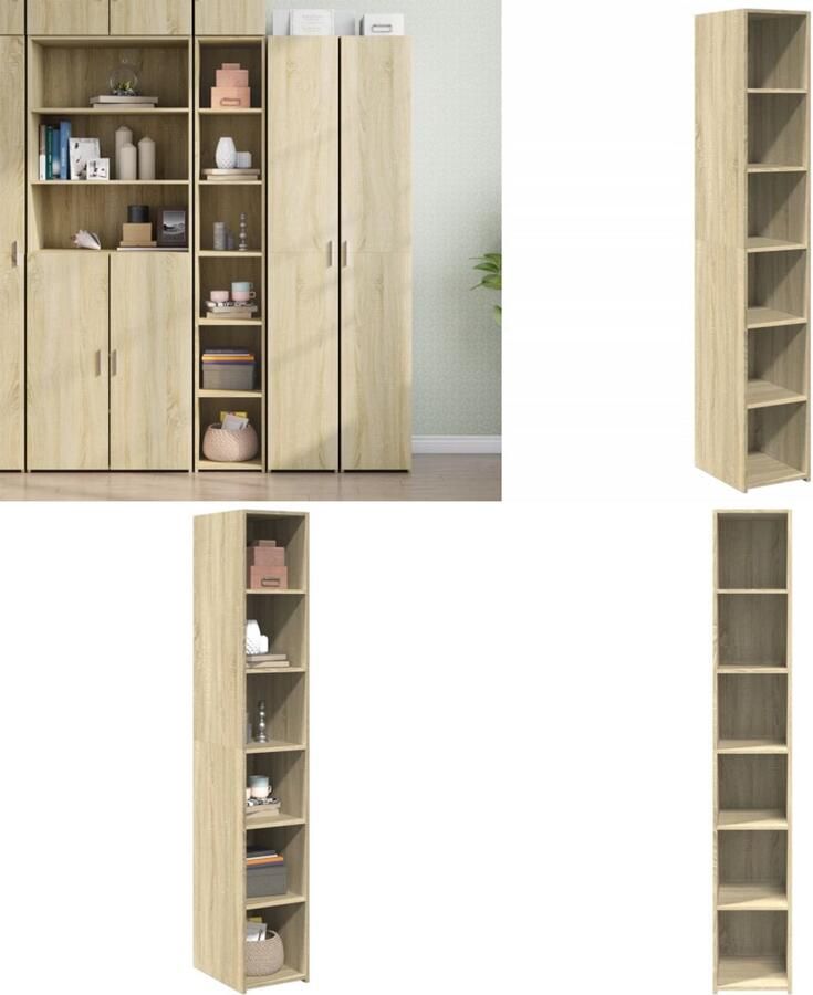 VidaXL Hoge kast 30x41x185 cm bewerkt hout sonoma eikenkleurig Hoge Kast Hoge Kasten Hoog Dressoir Hoge Kast Woonkamer