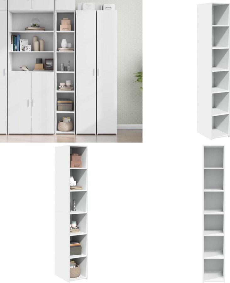 VidaXL Hoge kast 30x41x185 cm bewerkt hout wit Hoge Kast Hoge Kasten Hoog Dressoir Hoge Kast Woonkamer