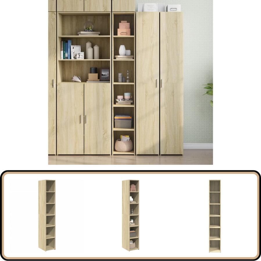 VidaXL Hoge Kast 30x41x185 cm Sonoma Eiken Opbergkast Scandinavisch Design Houten Kast Woonkamer Kast Keuken Kast