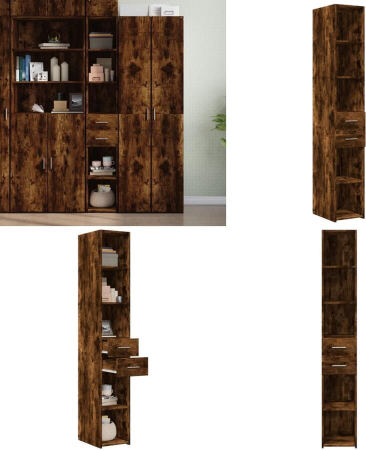 VidaXL Hoge kast 30x42 5x185 cm bewerkt hout gerookt eikenkleurig Hoge Kast Hoge Kasten Hoog Dressoir Hoge Kast Woonkamer