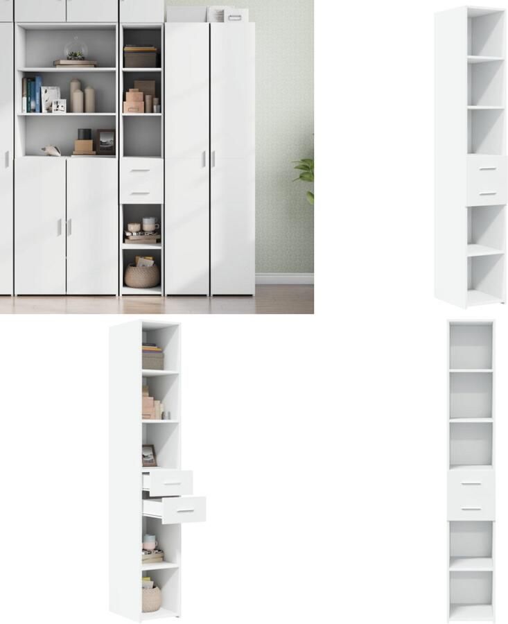 VidaXL Hoge kast 30x42 5x185 cm bewerkt hout wit Hoge Kast Hoge Kasten Hoog Dressoir Hoge Kast Woonkamer