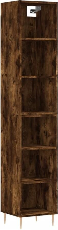 VidaXL Hoge Kast Bewerkt Hout Gerookt Eiken Hoge Kast Houten Kast Opbergkast Dressoir