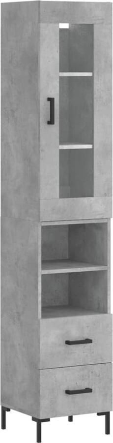 VidaXL Hoge kast 34 5x34x180 cm Bewerkt hout Betongrijs Hoge Kast Opbergkast Kast Beton Grijs Houten Kast Living Room Furniture - Foto 2