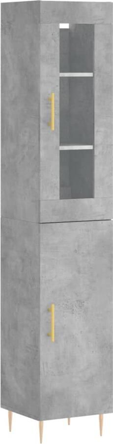 VidaXL Hoge kast 180 cm Betongrijs Bewerkt hout Hoge Kast Opbergkast Betonnen Grijs Houten Kast Moderne Kast