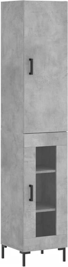 VidaXL Hoge kast 180 cm Bewerkt hout Betongrijs Hoge Kast Opbergkast Betongrijs Houten Kast Moderne Kast