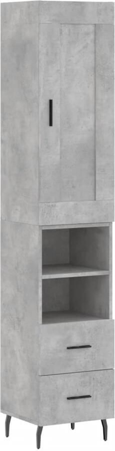 VidaXL Hoge Kast Hoge Kasten Dressoir Buffetkast Hoge kast 34 5x34x180 cm bewerkt hout betongrijs - Foto 2