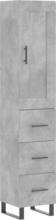 VidaXL Hoge kast 34 5x34x180 cm Betongrijs Hoge Kast Betonnen Kast Houten Kast Opslagkast Kledingkast