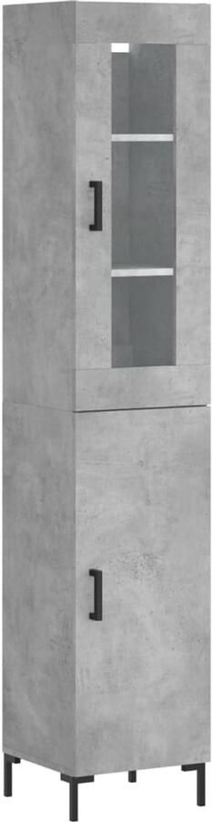VidaXL Hoge kast 34 5x34x180 cm Betongrijs Hoge Kast Dressoir Opzetkast Beton Grijs Houten Kast