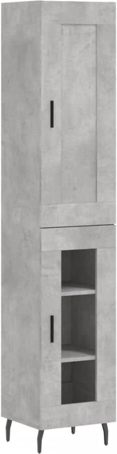VidaXL Hoge Kast Hoge Kasten Dressoir Buffetkast Hoge kast 34 5x34x180 cm bewerkt hout betongrijs - Foto 3