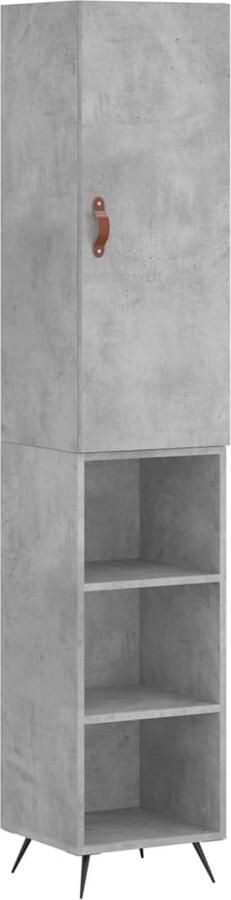 VidaXL Hoge kast Bewerkt hout Betongrijs 180 cm Hoge Kast Opbergkast Houten Kast Grijze Kast Betonnen Kast