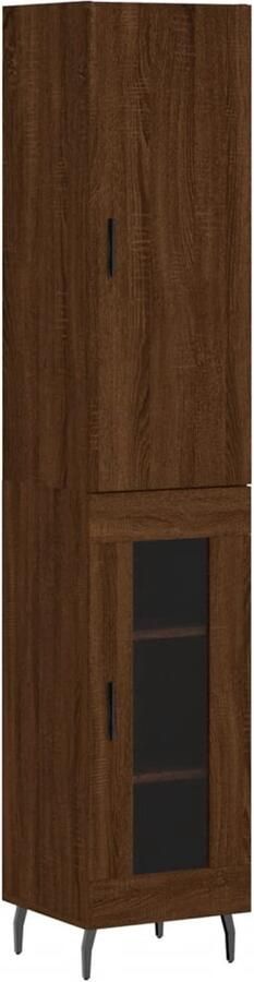 VidaXL Hoge Kast Bruin Eiken 34 5x34x180 cm Hoge Kast Houten Kast Bruine Kast Opbergkast Kast Met Deuren - Foto 2