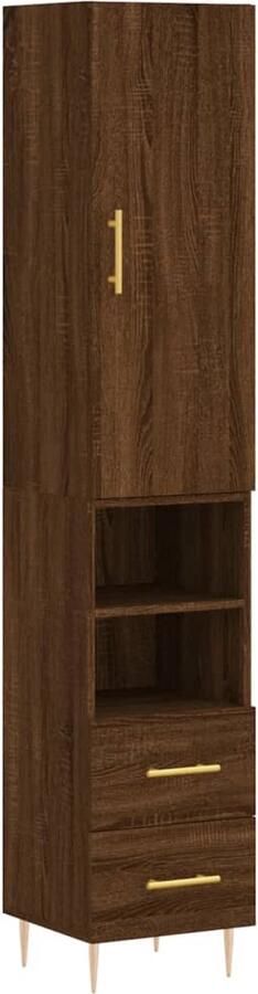 VidaXL Hoge kast Bruin eiken 34 5x34x180 cm Hoge Kast Dressoir Buffetkast Houten Kast Bruine Eiken Kast