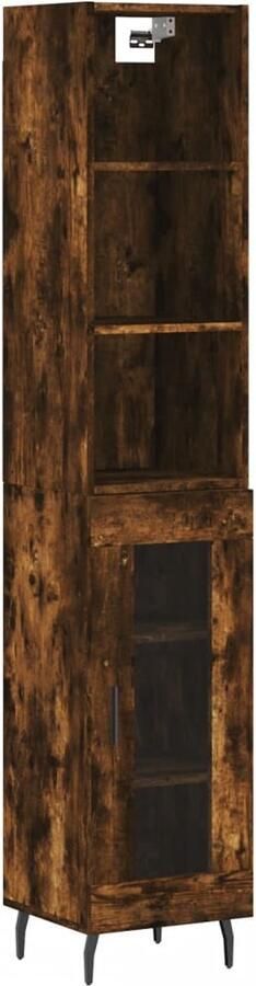 VidaXL Hoge kast Gerookt eiken 180 cm Bewerkt hout Hoge Kast Opbergkast Kast Houten Kast Gerookt Eiken