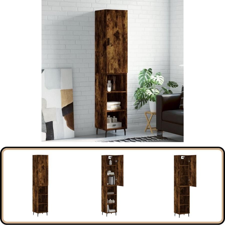 VidaXL Hoge kast 180 cm gerookt eiken design Hoge Kast Opbergkast Houten Kast Met Lade Kasten