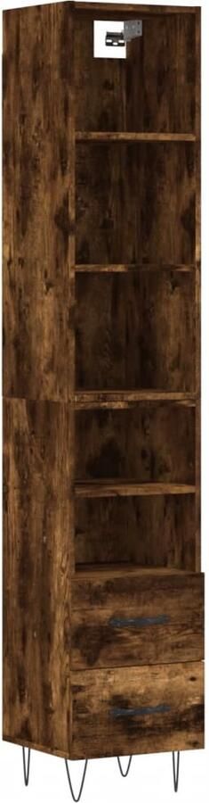 VidaXL Hoge kast Bewerkte hout Gerookt eiken Hoge Kast Houten Kast Dressoir Buffetkast