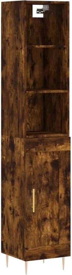 VidaXL Hoge Kast 180 cm Gerookt Eiken Hout & Metaal Hoge Kast Opbergkast Kast Houten Kast Bruine Kast - Foto 2
