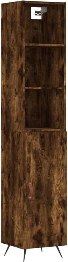 VidaXL Hoge Kast 180 cm Gerookt Eiken Hout & Metaal Hoge Kast Houten Kast Opbergkast Kast Met Deuren Vintage Kast - Foto 2