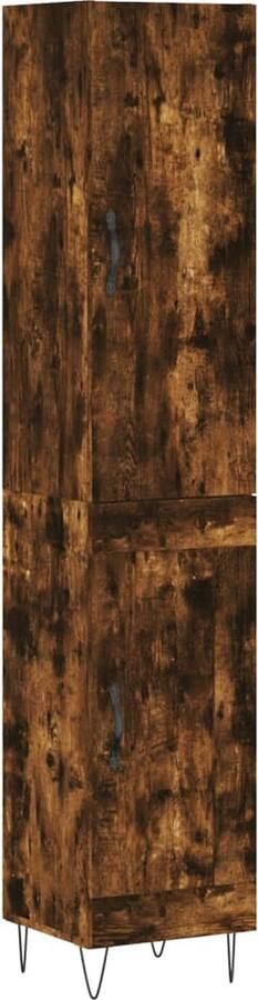 VidaXL -Hoge-kast-34 5x34x180-cm-bewerkt-hout-gerookt-eikenkleurig - Foto 12