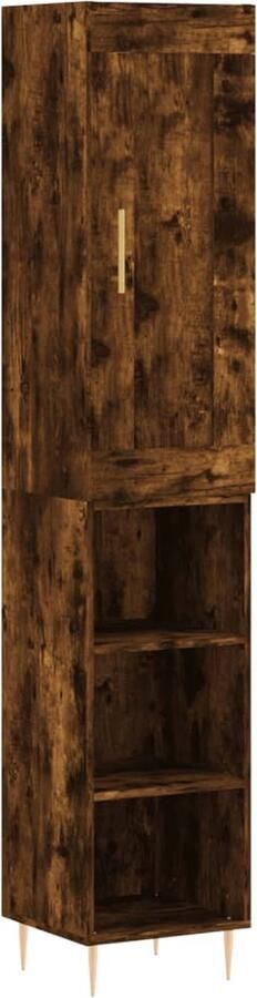 VidaXL Hoge Kast 180 cm Gerookt Eiken Hout & Metaal Hoge Kast Dressoir Buffetkast Opbergkast Houten Kast - Foto 2
