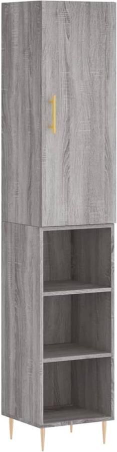 VidaXL Hoge kast 180 cm Sonoma grijs eiken Hoge Kast Kledingkast Opbergkast Grijze Kast Houten Kast