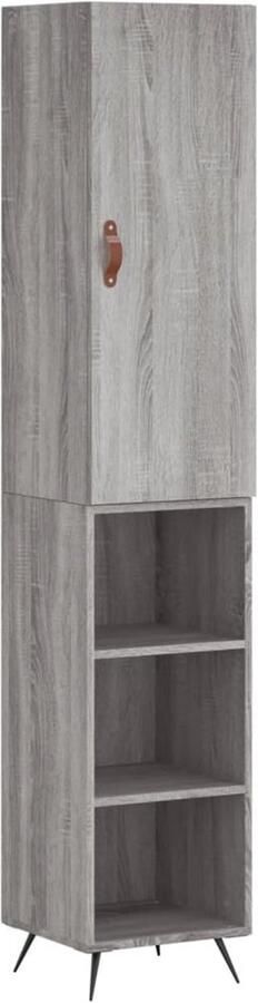 VidaXL Hoge kast Grijs eiken 180 cm 2-in-1 ontwerp Hoge Kast Kledingkast Opslagkast Houten Kast Grijze Kast