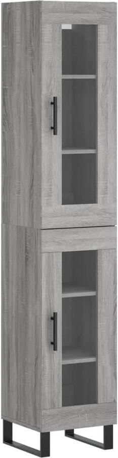 VidaXL Hoge kast 180 cm Grijs Sonoma eiken Hoge Kast Opbergkast Grijze Kast Houten Kast Salontafel