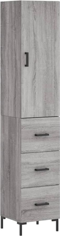 VidaXL Hoge Kast Grijs Sonoma Eiken 180 cm Hoge Kast Kledingkast Opbergkast Grijze Kast Houten Kast