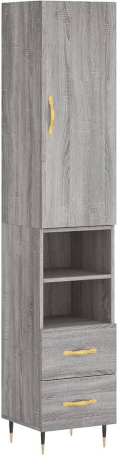 VidaXL Hoge kast 34 5x34x180 cm Grijs Sonoma Eiken Hoge Kast Grijze Kast Houten Kast Opslagkast Kledingkast - Foto 2
