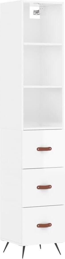 VidaXL Hoge kast Hoogglans wit 34 5x34x180 cm Hoge Kast Dressoir Buffetkast Opslagruimte Houten Kast - Foto 2