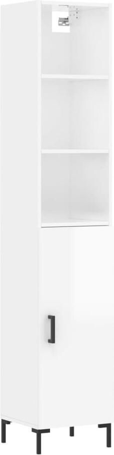 VidaXL Hoge kast 180 cm hoogglans wit Hoge Kast Opslagoplossing Keukenopslag Badkamerkast Halkast - Foto 2