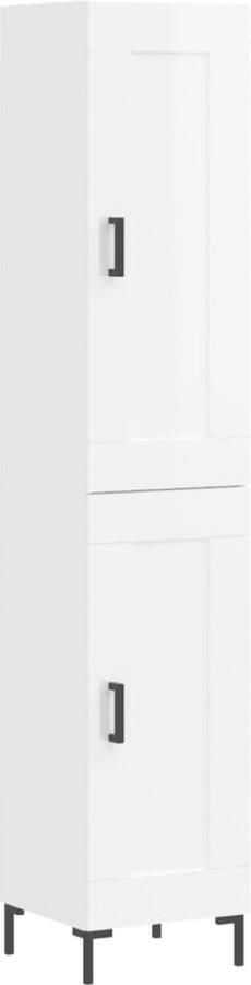 VidaXL Hoge kast Hoogglans wit 180 cm Bewerkte hout Hoge Kast Dressoir Buffetkast Opslagoplossing Keukenmeubel