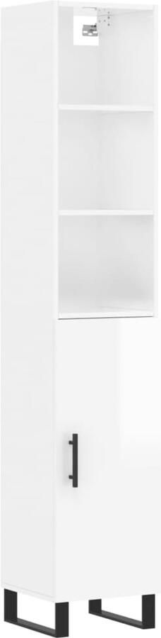 VidaXL Hoge Kast Hoogglans Wit 34 5x34x180 cm Hoge Kast Dressoir Buffetkast Opbergkast Witte Kast - Foto 3