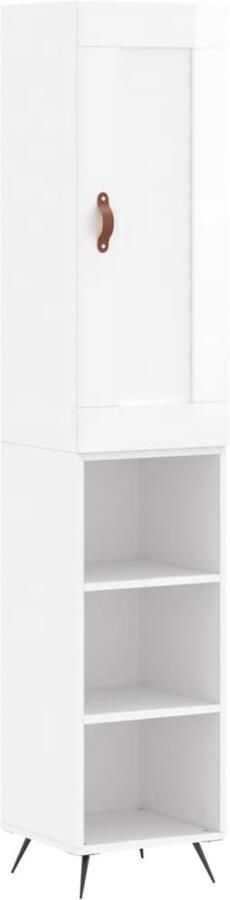 VidaXL Hoge Kast Hoogglans Wit 34 5x34x180 cm Hoge Kast Dressoir Buffetkast Opbergkast Witte Kast - Foto 2