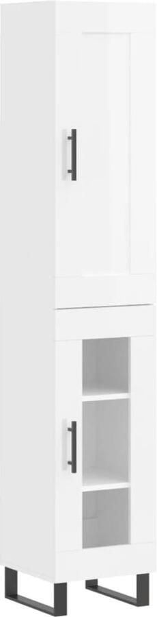 VidaXL Hoge kast Hoogglans wit 34 5x34x180 cm Hoge Kast Dressoir Buffetkast Houten Kast Witte Kast