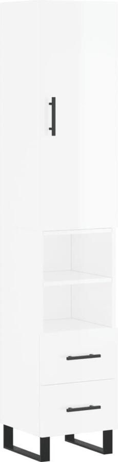 VidaXL Hoge Kast Hoogglans Wit 180 cm Opbergkast Hoge Kast Houten Kast Wit Kast Keukenopslag