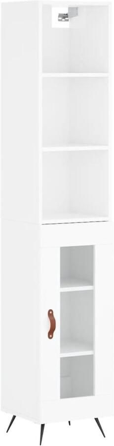 VidaXL Hoge kast Hoogglans wit 34 5x34x180 cm Hoge Kast Opslagkast Houten Kast Vitrinekast Livingroom Furniture