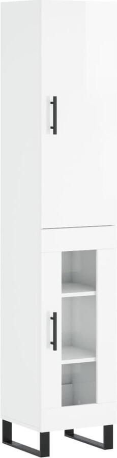 VidaXL Hoge kast 180cm hoogglans wit Hoge Kast Opslagoplossing Keukenopslag Badkamerkast Slaapkamerkast - Foto 2