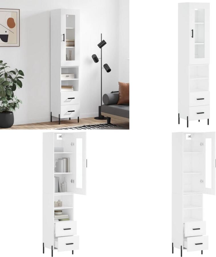 VidaXL -Hoge-kast-34-5x34x180-cm-bewerkt-hout-wit Hoge Kast Hoge Kasten Dressoir Buffetkast - Foto 5