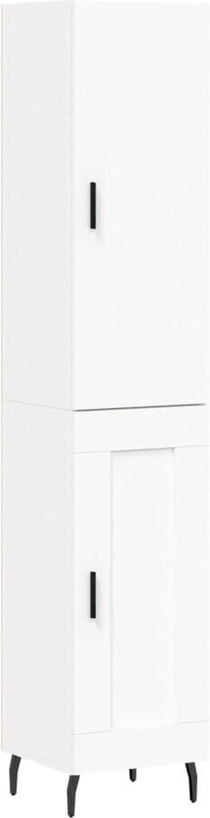 VidaXL Hoge kast Hout en metaal Wit 180 cm hoog Hoge Kast Opbergkast Witte Kast Houten Kast Metaalkast